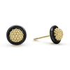 18k gold Caviar beading surround by black ceramic detailing form these studs.