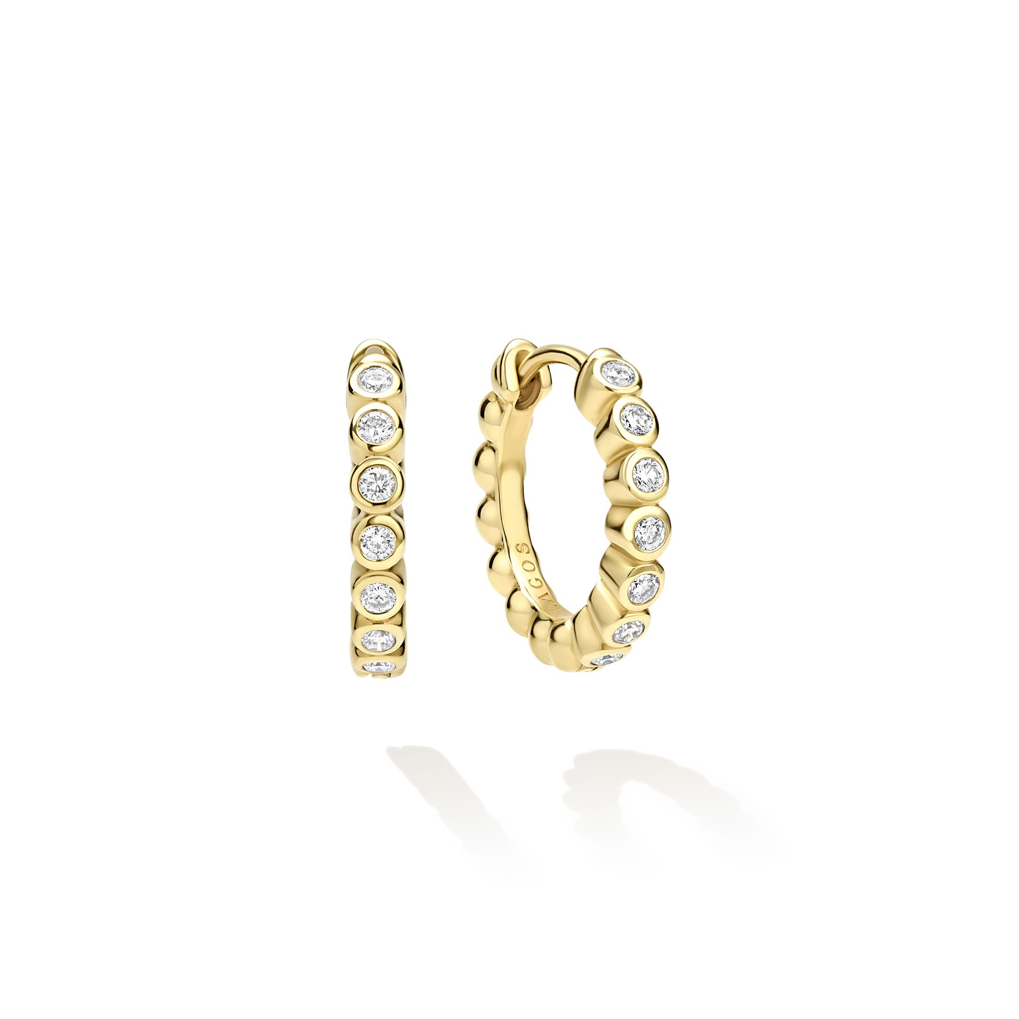 Caviar Gold 18K Gold Hoop Diamond Earrings