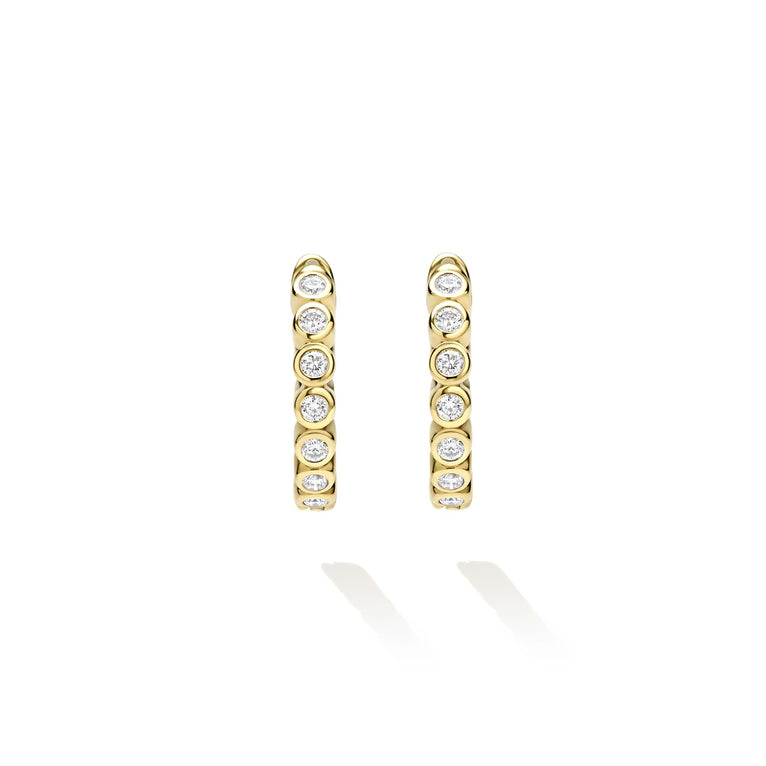 Caviar Gold 18K Gold Hoop Diamond Earrings
