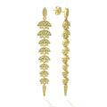 18k gold Caviar beading forms these tiered leaf drop earrings.