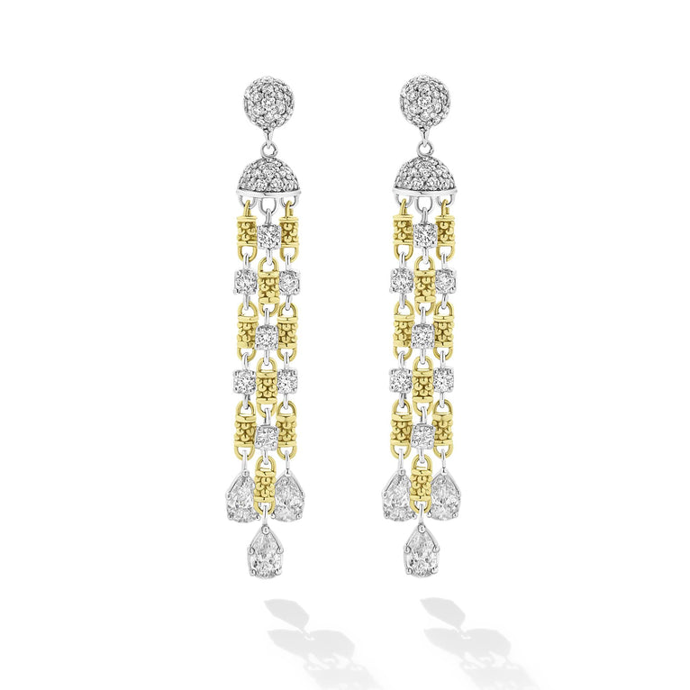 Studio 18K Gold 3-Strand Diamond Chandelier Earrings