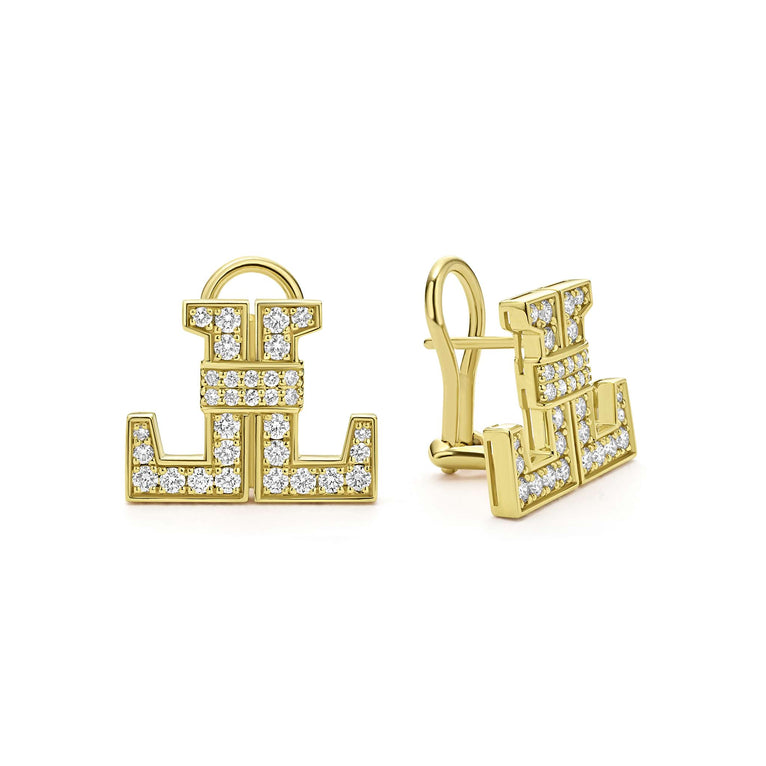 18k gold and diamonds form these signature double L omega clip earrings. LAGOS diamonds are the highest quality natural stones.