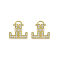 Studio 18K Gold Double L Diamond Earrings
