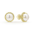 Luna 18K Gold Pearl Stud Earrings (Studio)