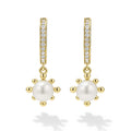 Luna 18K Gold Fleur Pearl Diamond Huggie Earrings