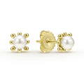 Luna 18K Gold Fleur Pearl Stud Earrings