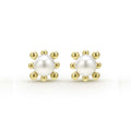 Luna 18K Gold Fleur Pearl Stud Earrings