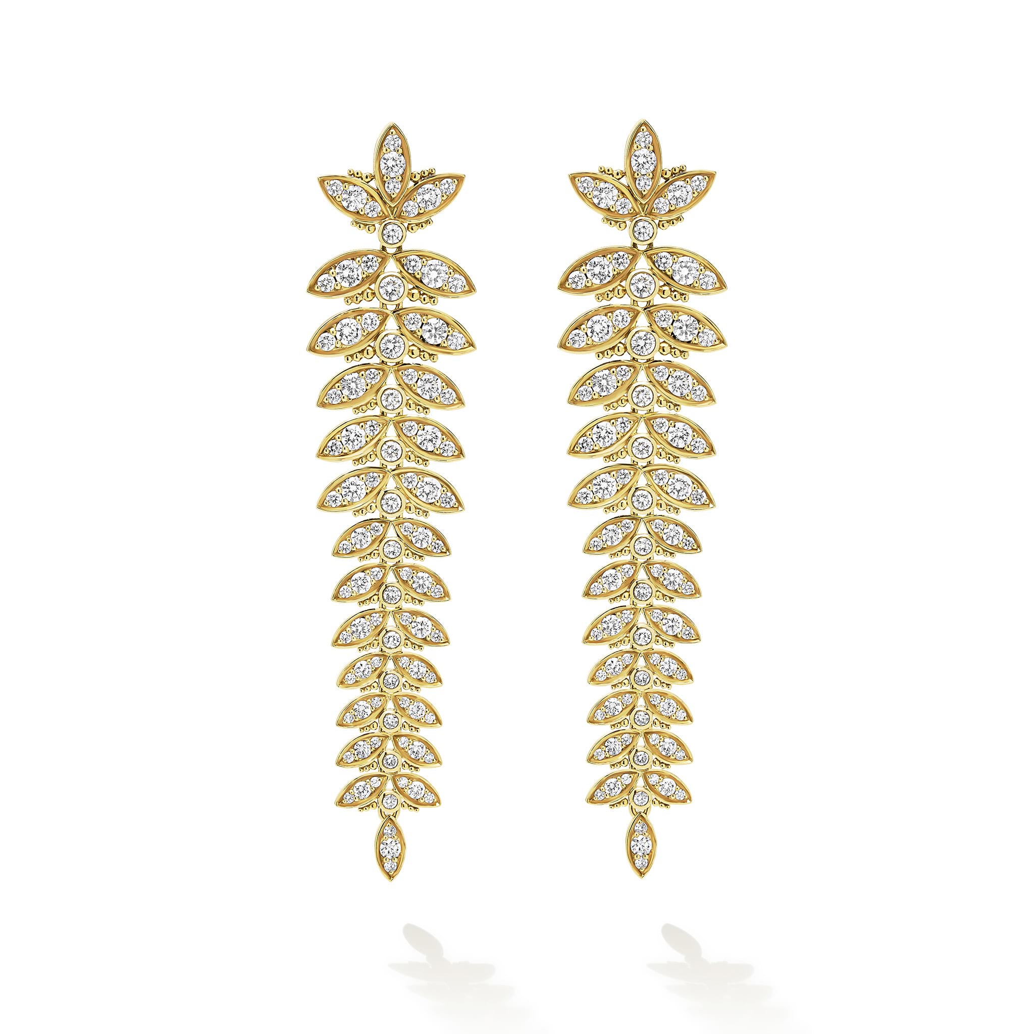 Studio 18K Gold Leaf Diamond Drop Earrings