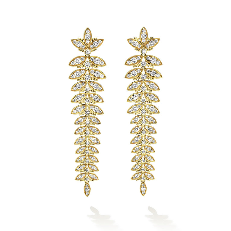 Studio 18K Gold Leaf Diamond Drop Earrings