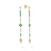 Diamonds and emeralds set with 18K gold form these dramatic, couture drop earrings. LAGOS diamonds are the highest quality natural stones.