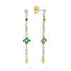 Diamonds and emeralds set with 18K gold form these dramatic, couture drop earrings. LAGOS diamonds are the highest quality natural stones.
