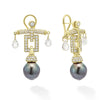Studio 18K Diamond Quartz and Black Tahitian Pearl Drop Earrings