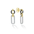 18K gold, diamonds and black ceramic form these link drop earrings