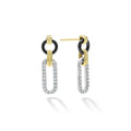 Side view of Small 18K Gold and Black Ceramic Diamond Link Drop Earrings