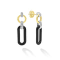 18K gold, diamonds and black ceramic form these link drop earrings. LAGOS diamonds are the highest quality natural stones.