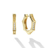 Diamonds set in 18K gold surrounded by Caviar beading form these hexagon huggie earrings. LAGOS diamonds are the highest quality natural stones.