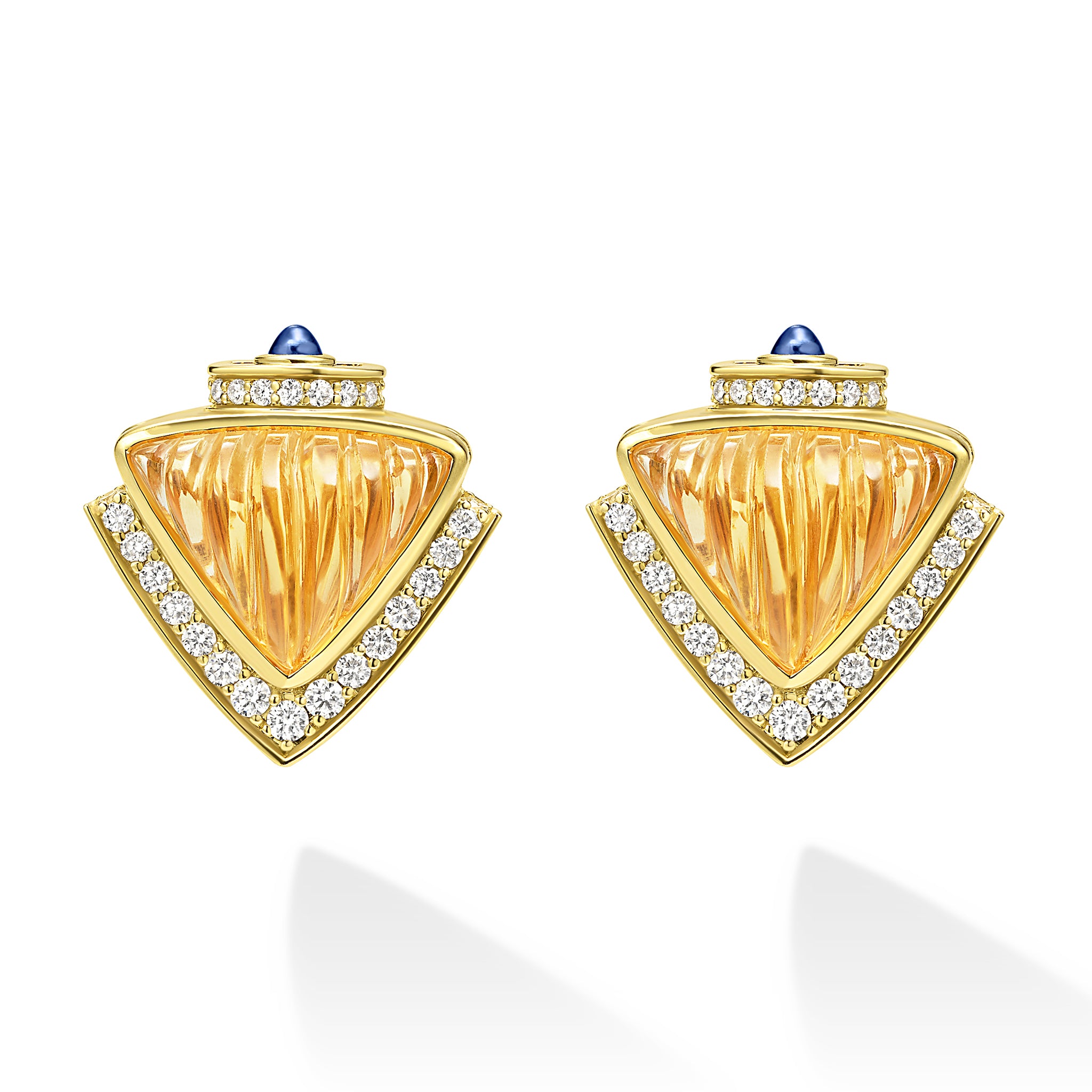 Studio 18K Citrine and Diamond Omega Clip Earrings