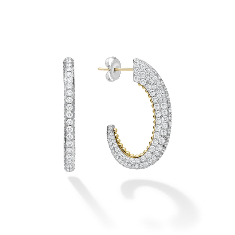 Studio White Gold Pavé Diamond Hoop Earrings