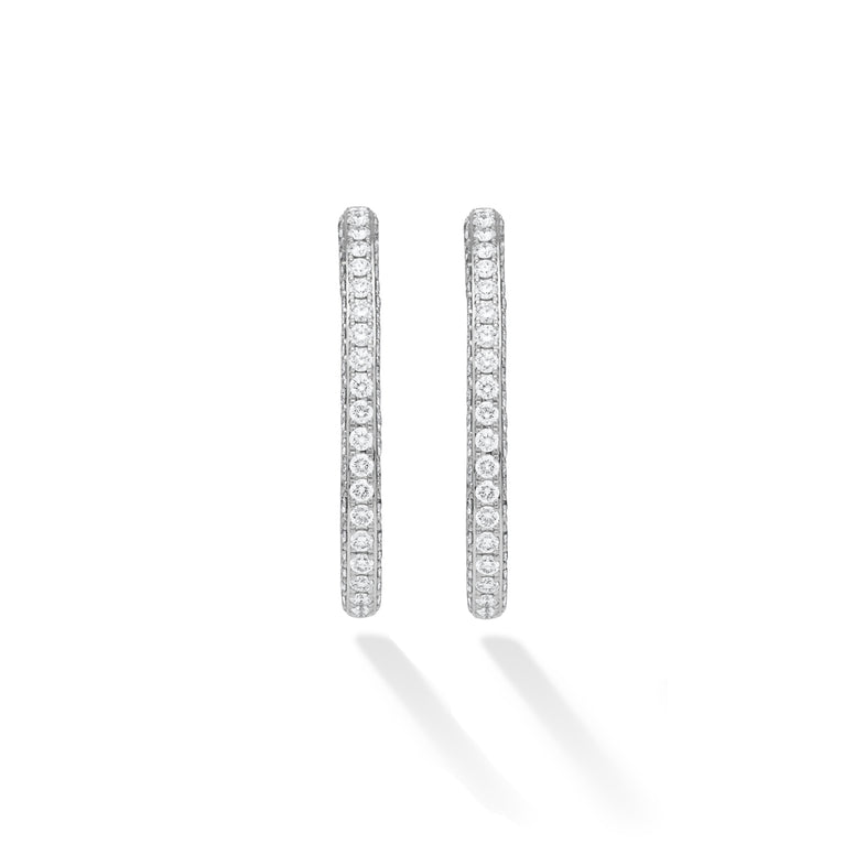 Studio White Gold Pavé Diamond Hoop Earrings