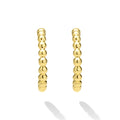 Gold hoop earrings on a white background