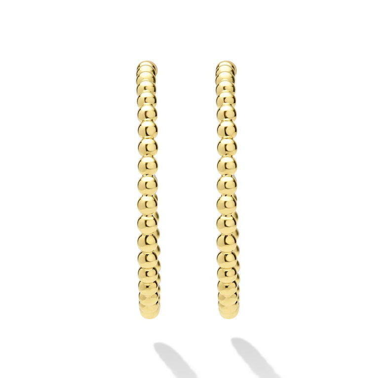 Caviar Gold Large 18K Gold Caviar Beaded Hoop Earrings
