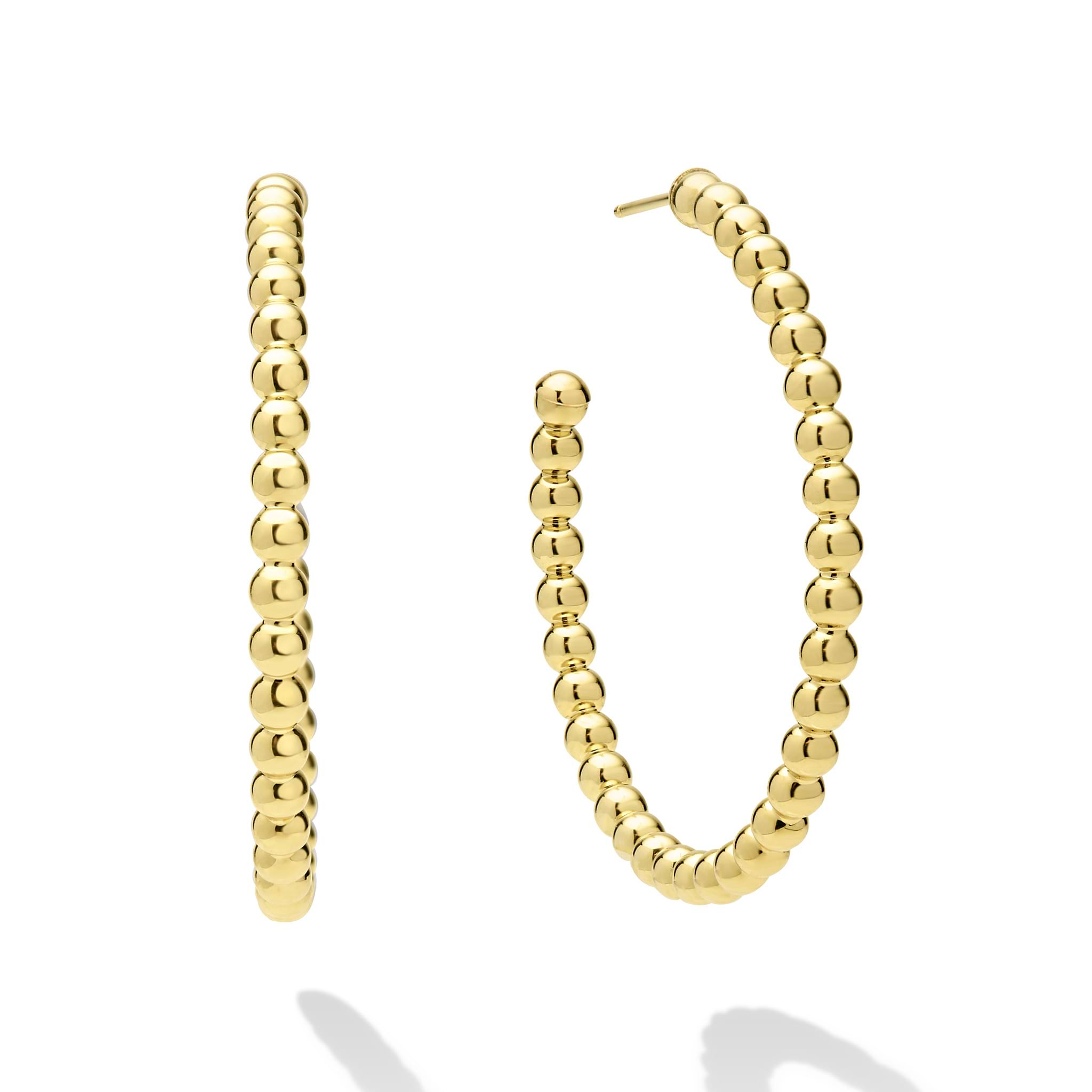 Caviar Gold Large 18K Gold Caviar Beaded Hoop Earrings