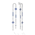 Studio 18K White Gold Diamond and Blue Sapphire Floral Drop Earring
