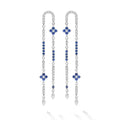 Studio 18K White Gold Diamond and Blue Sapphire Floral Drop Earring
