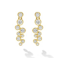Nine diamonds drop earrings set in gold  on a white background