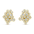 cluster diamond set in 18K gold statement earrings on white background