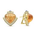 Caviar Gold 18K Caviar Gold Diamond Citrine and Ruby Earrings