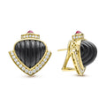 Caviar Gold 18K Caviar Gold Diamond Onyx and Ruby Earrings