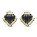 Caviar Gold 18K Caviar Gold Diamond Onyx and Ruby Earrings