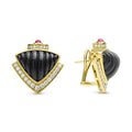 Caviar Gold 18K Caviar Gold Diamond Onyx and Ruby Earrings