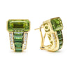 Studio 18K Peridot and Green Tourmaline Diamond Omega Clip Earrings