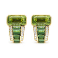 SML 18K Peridot and Green Tourmaline Diamond Omega Clip Earrings