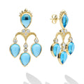 Studio 18K Gold Blue Topaz & Diamond Drop Earrings
