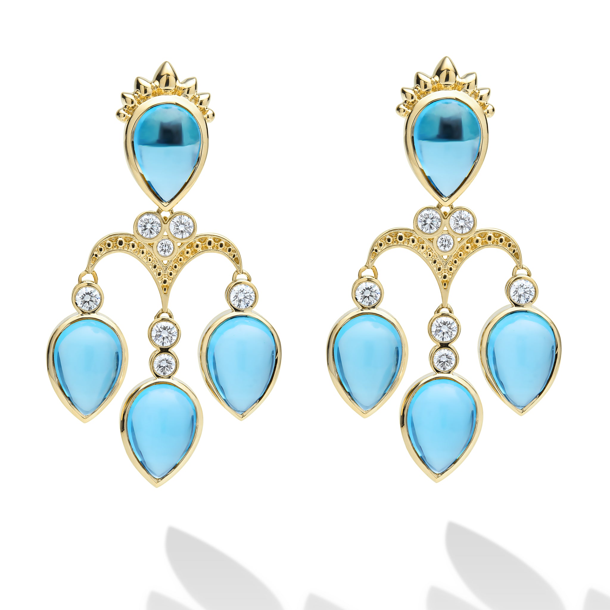 Studio 18K Gold Blue Topaz & Diamond Drop Earrings