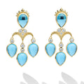 Studio 18K Gold Blue Topaz & Diamond Drop Earrings