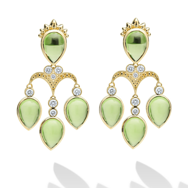 Studio 18K Gold Peridot & Diamond Drop Earrings