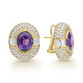 Caviar Gold 18K Diamond and Amethyst Earrings