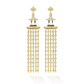SML 18K Gold Pagoda Diamond and Sapphire Tassel Earring