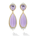 SML 18K Gold Briolette Amethyst & Diamond Teardrop Earrings