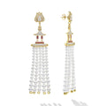 SML 18K Gold Ruby Pagoda with Pearl Tassel Diamond Earrings