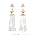 SML 18K Gold Ruby Pagoda with Pearl Tassel Diamond Earrings