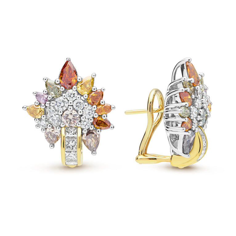 SML 18K Gold Colorful Diamond Earrings