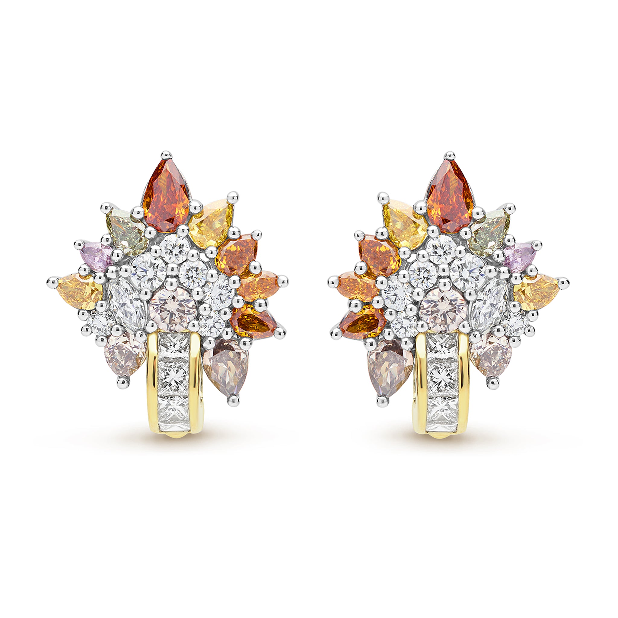 SML 18K Gold Colorful Diamond Earrings