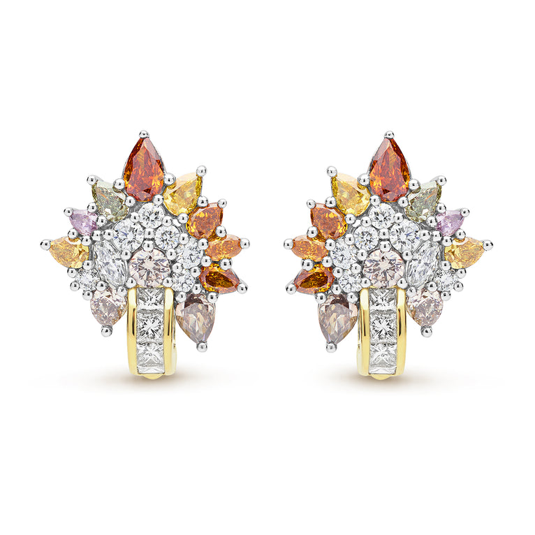 SML 18K Gold Colorful Diamond Earrings