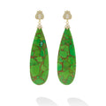 SML 18K Gold Diamond and Green Turquoise Lutus Drop Earring