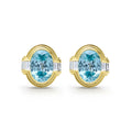 SML 18K Gold Blue Zircon and Diamond Oval Earring